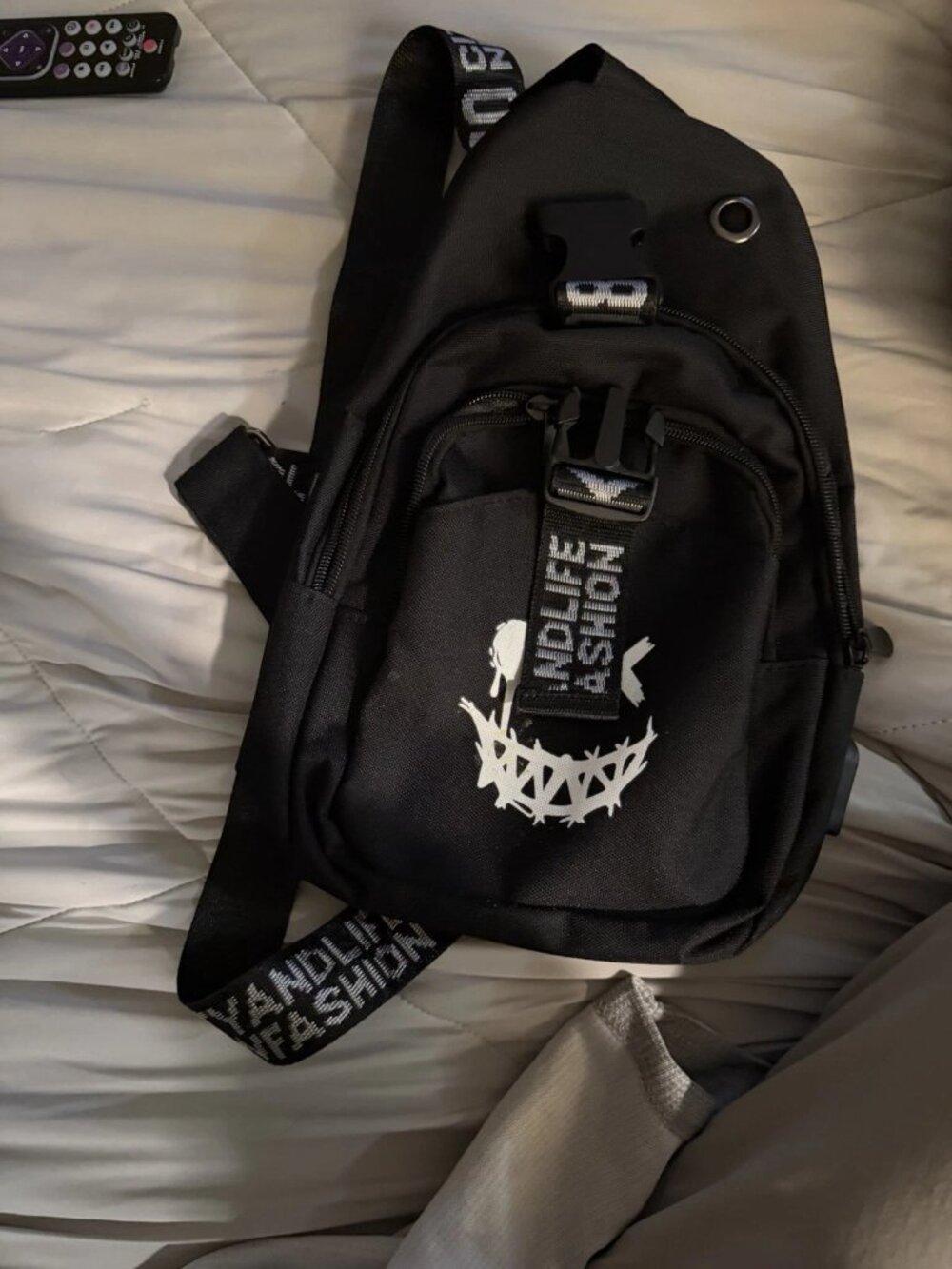 Black Crossbody Sling Bag — Interior Pocket Tear